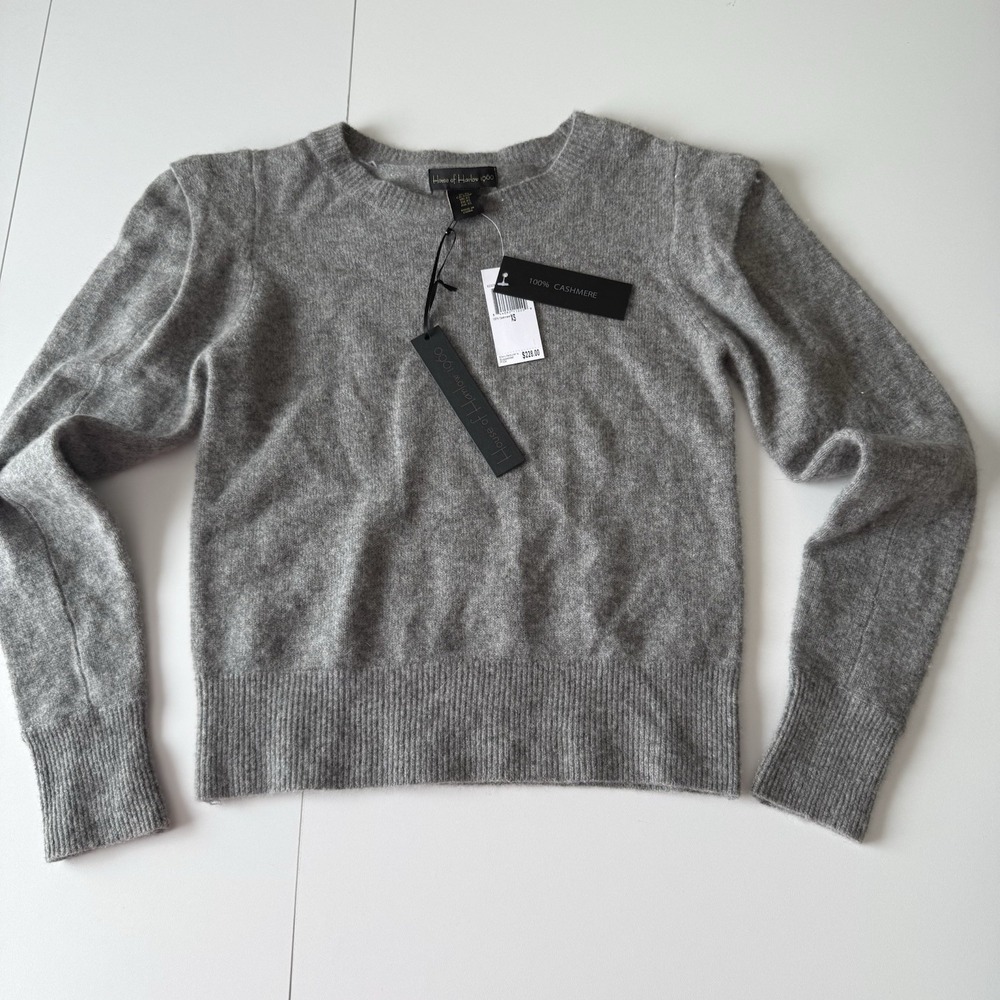 NWT House Of Harlow 1960 100% Cashmere Pleated Shoulder Sweater Women's XS‎ $228